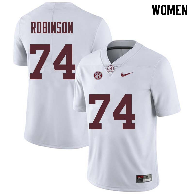 Alabama Crimson Tide Women's Cam Robinson #74 White NCAA Nike Authentic Stitched College Football Jersey TY16B58UL